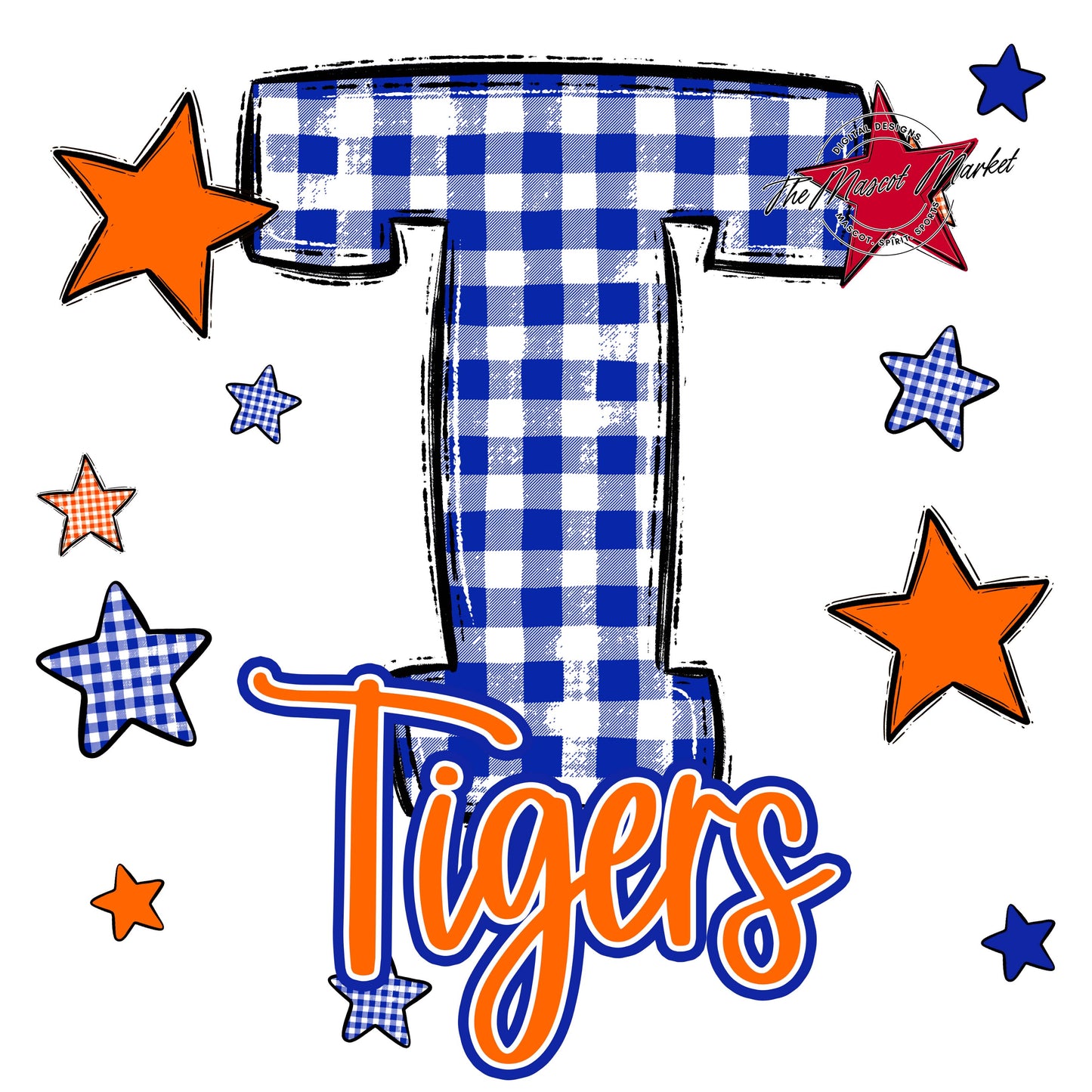 Tigers Plaid Star Design-Royal Blue & Orange