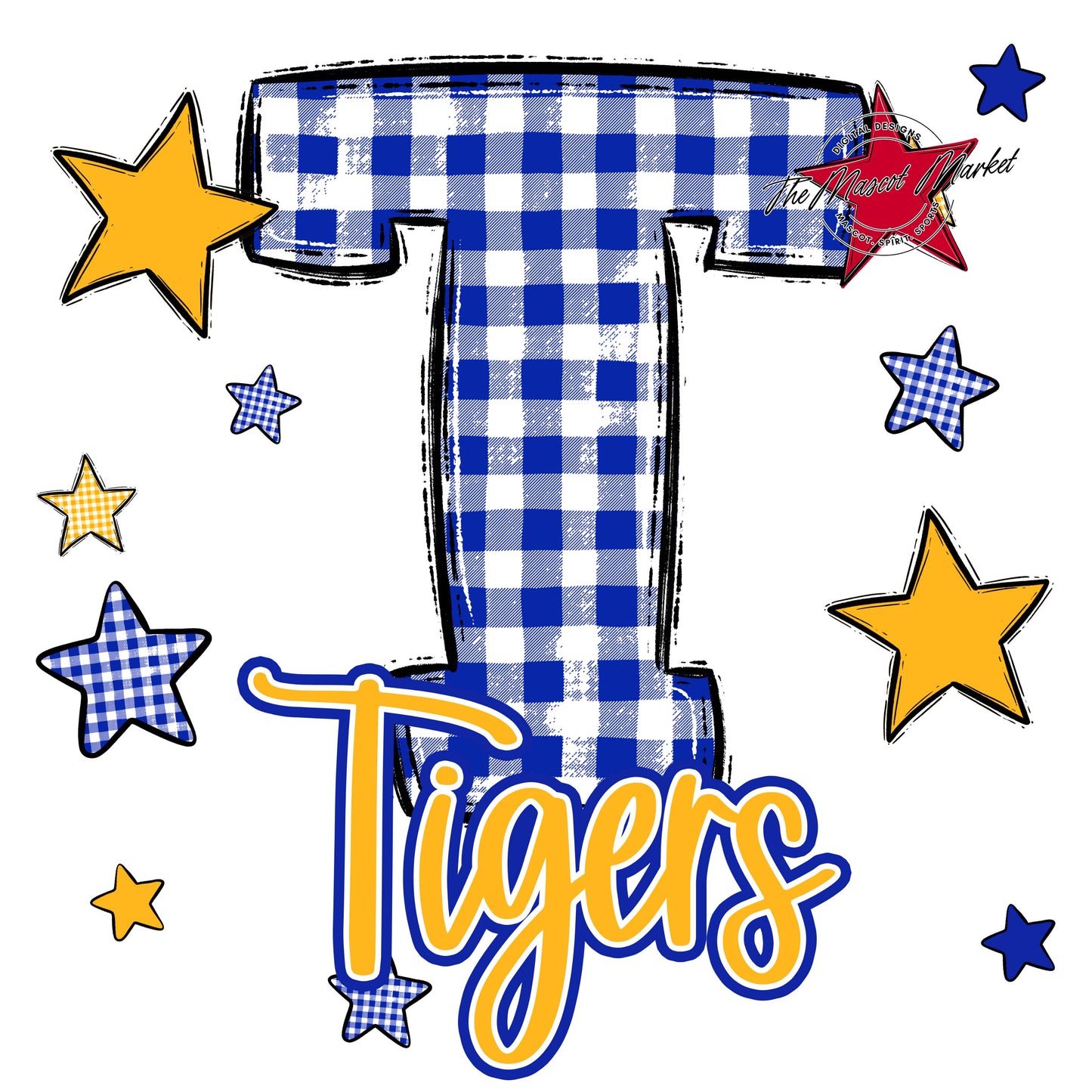 Tigers Plaid Star Design-Royal Blue & Yellow