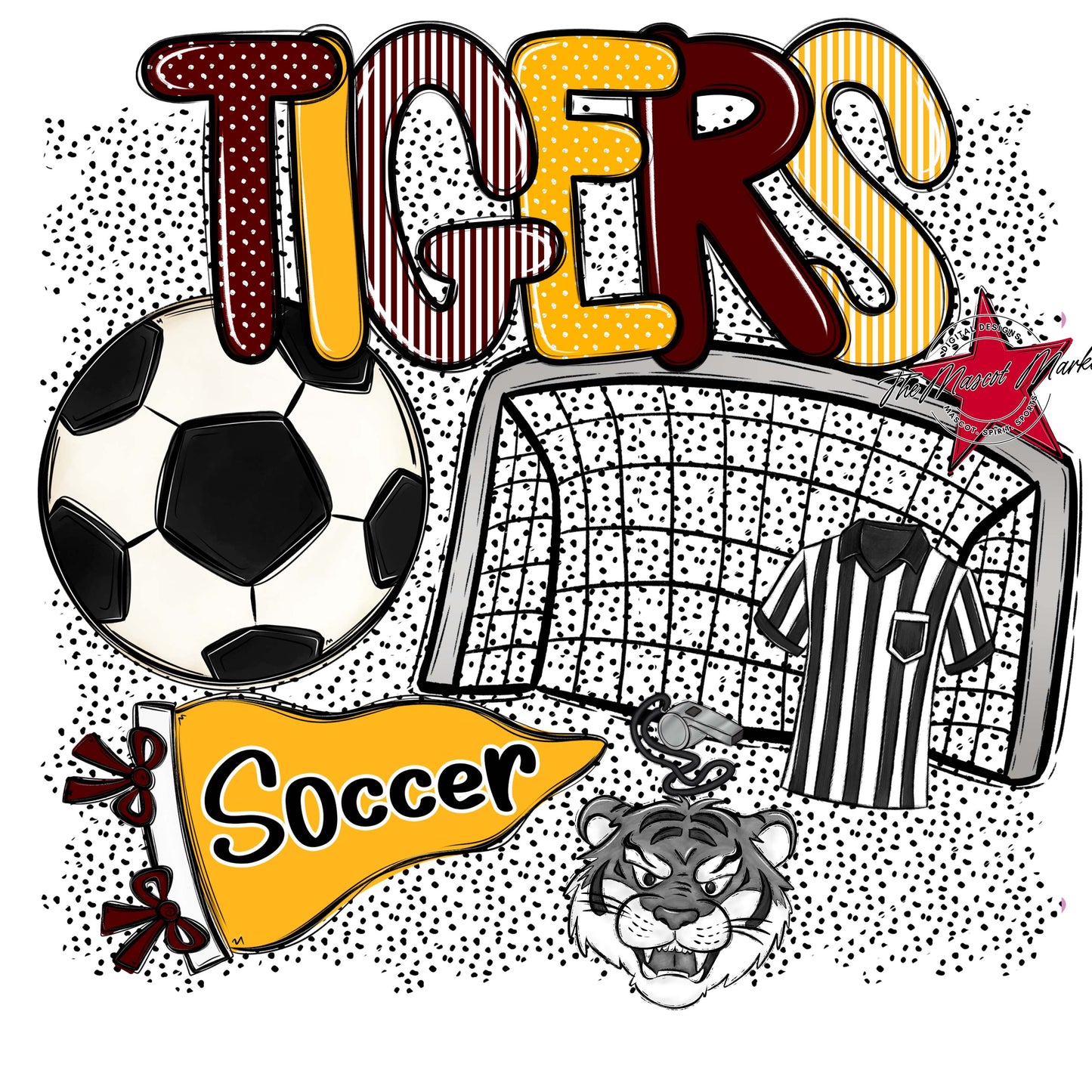 Tigers Soccer Spirit-Maroon & Yellow