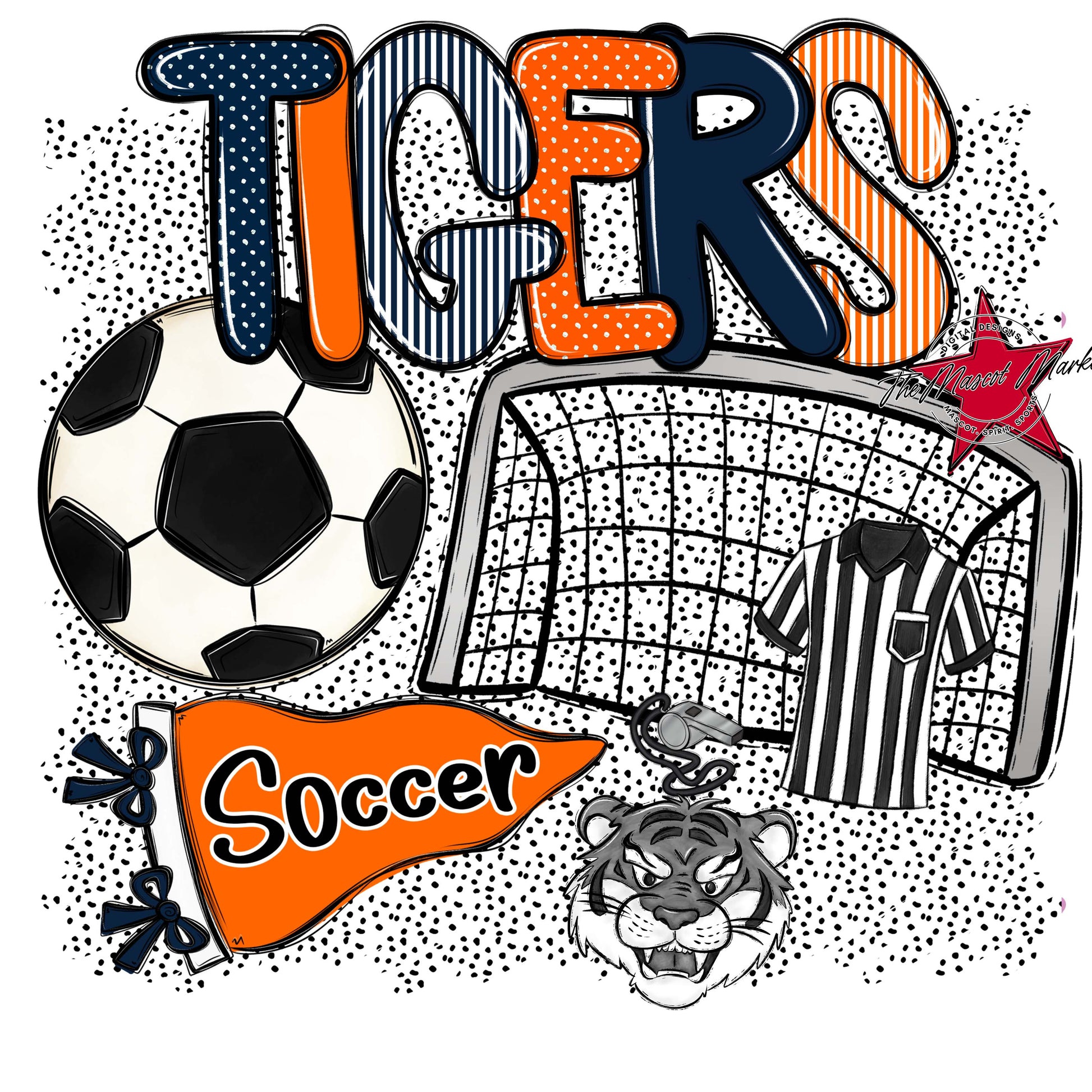Tigers Soccer Spirit-Navy & Orange
