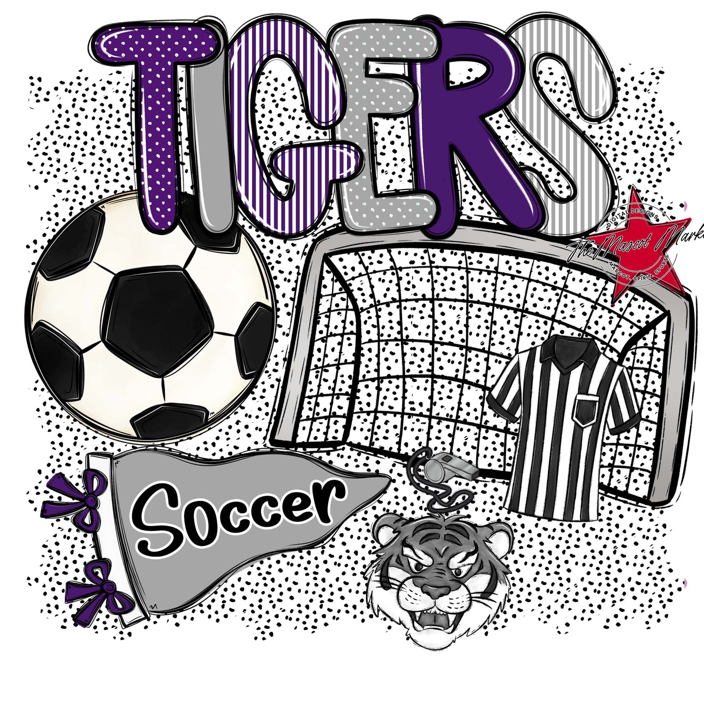 Tigers Soccer Spirit-Purple & Grey