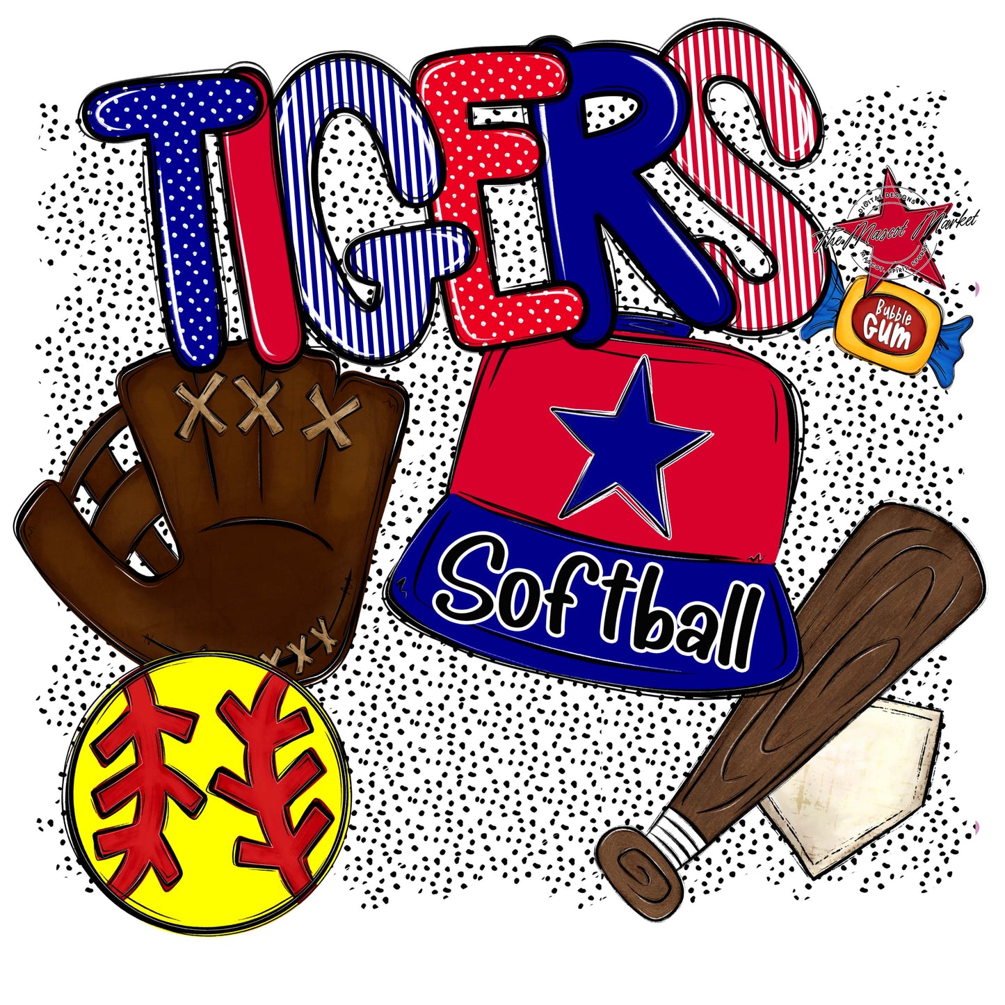 Tigers Softball Spirit-Blue & Red