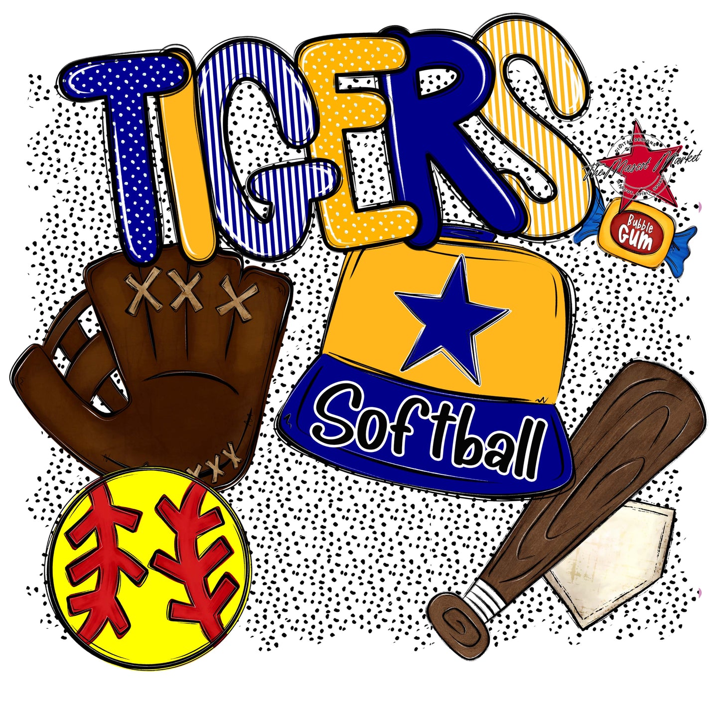 Tigers Softball Spirit-Blue & Yellow