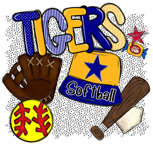 Tigers Softball Spirit-Blue & Yellow