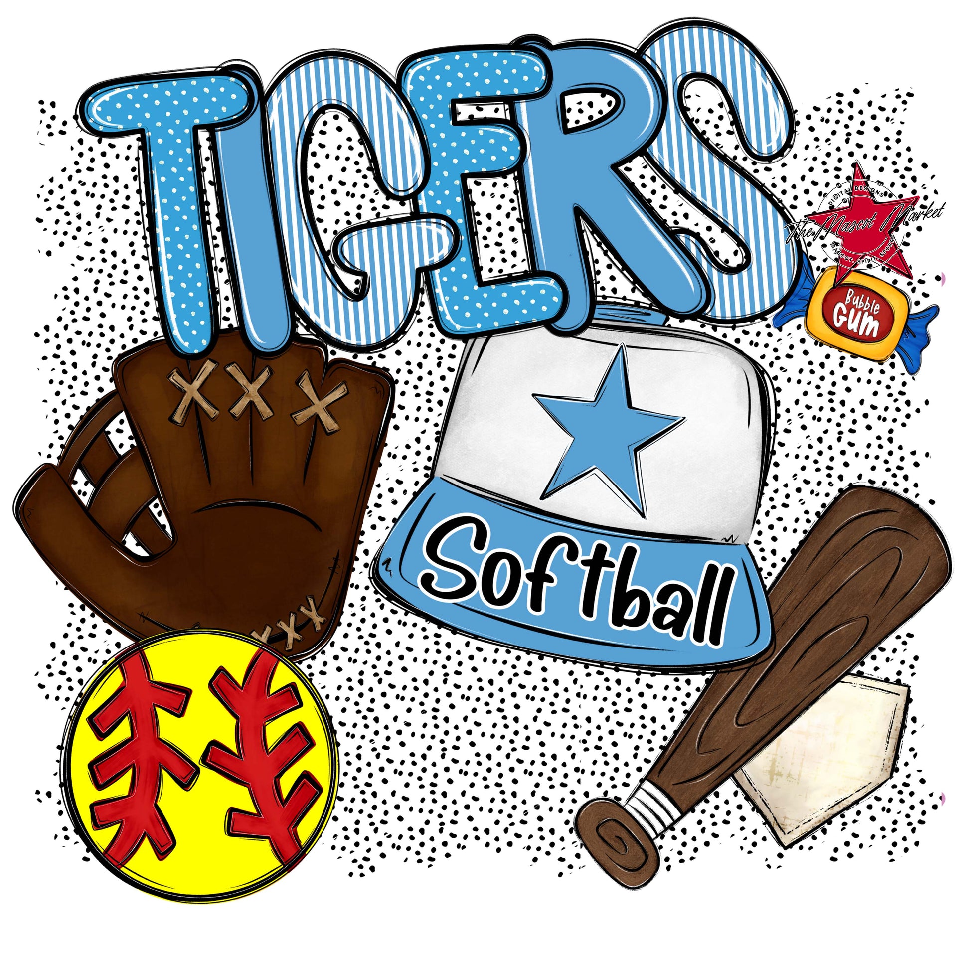 Tigers Softball Spirit-Carolina Blue
