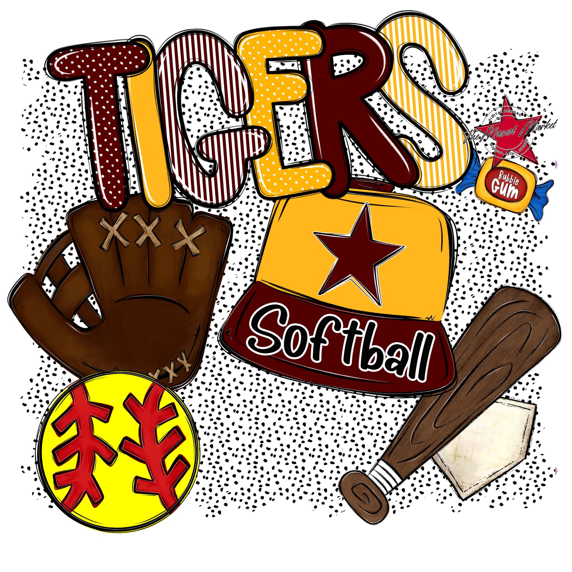 Tigers Softball Spirit-Maroon & Yellow
