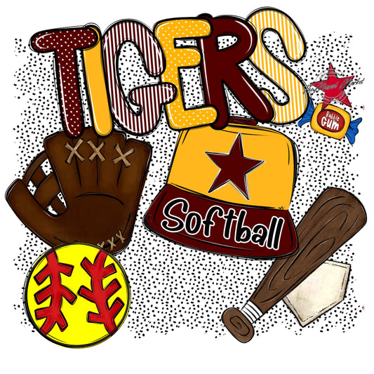 Tigers Softball Spirit-Maroon & Yellow