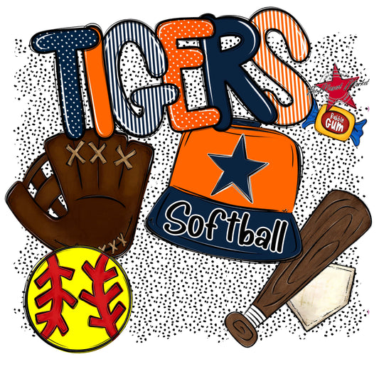 Tigers Softball Spirit-Navy & Orange