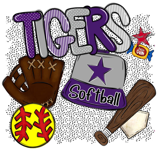 Tigers Softball Spirit-Purple & Grey