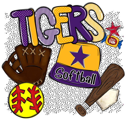 Tigers Softball Spirit-Purple & Yellow