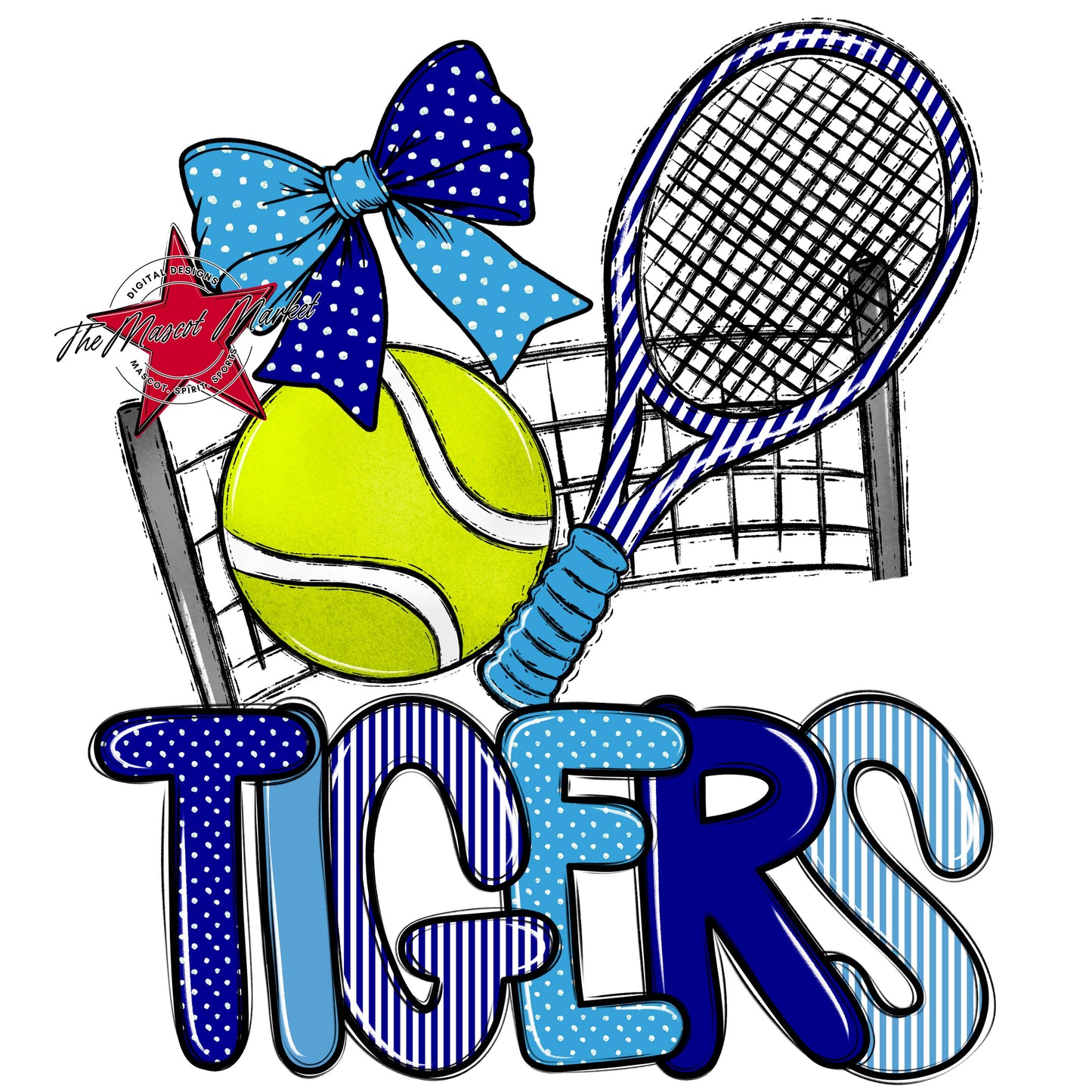 Tigers Tennis Spirit Design-Blue & Carolina Blue