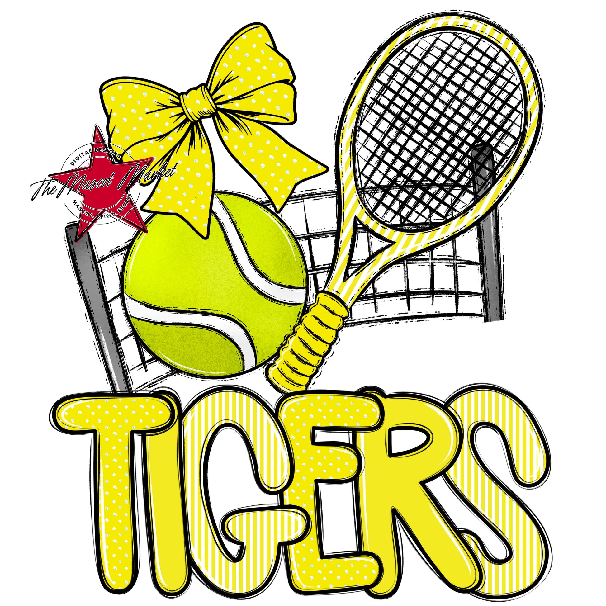 Tigers Tennis Spirit Design-Bright Yellow