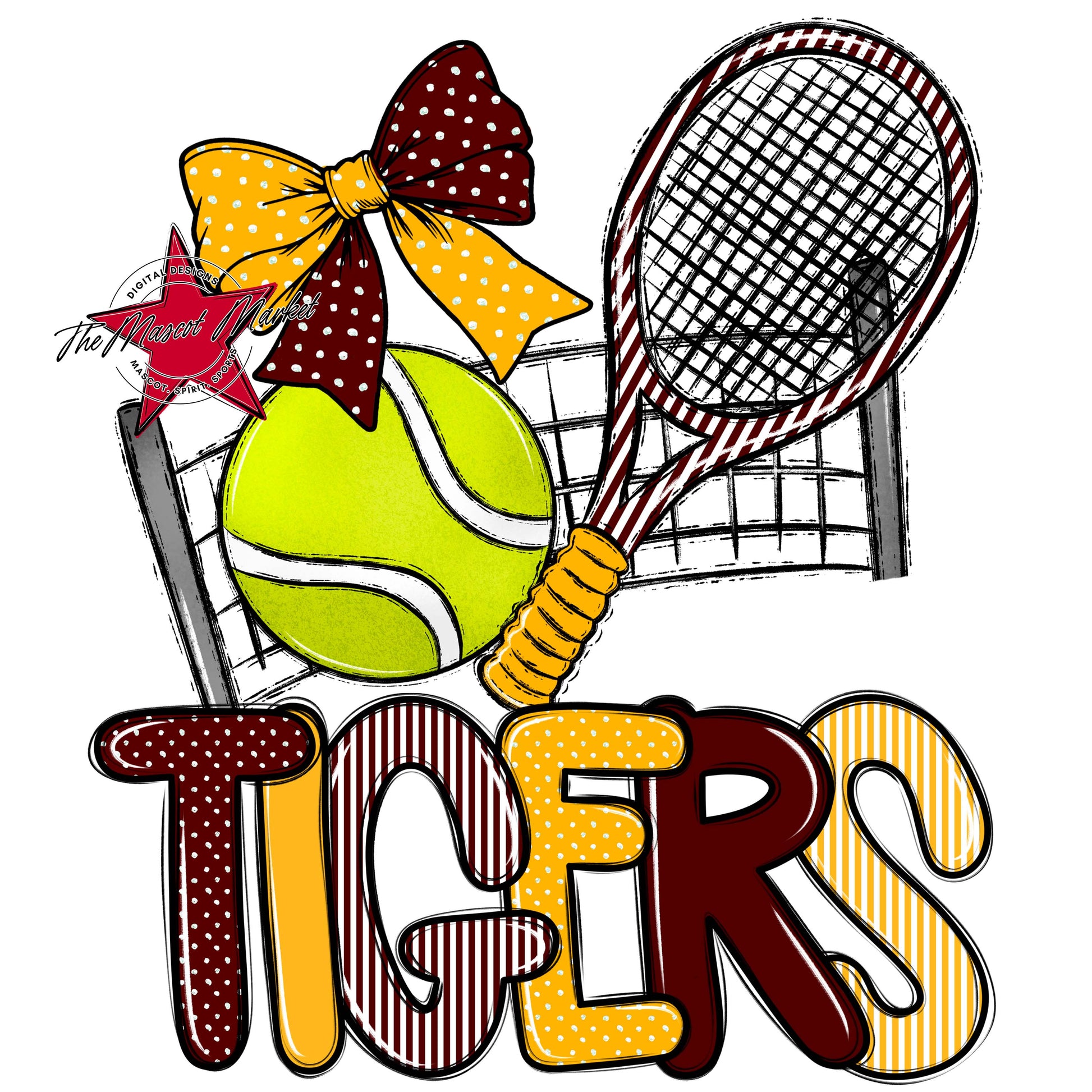 Tigers Tennis Spirit Design-Maroon & Yellow