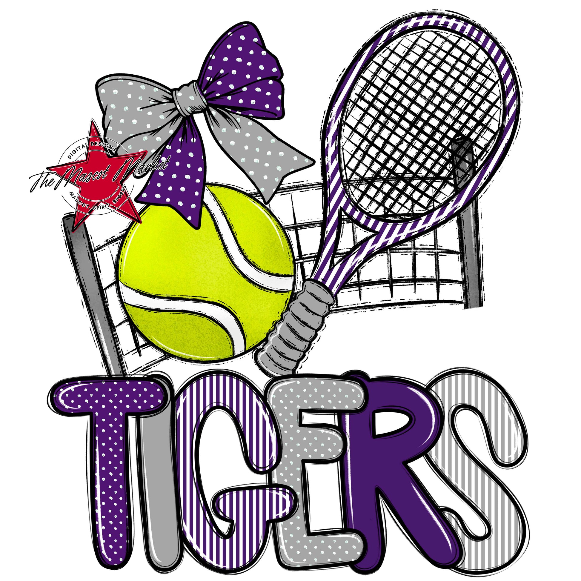 Tigers Tennis Spirit Design-Purple & Grey