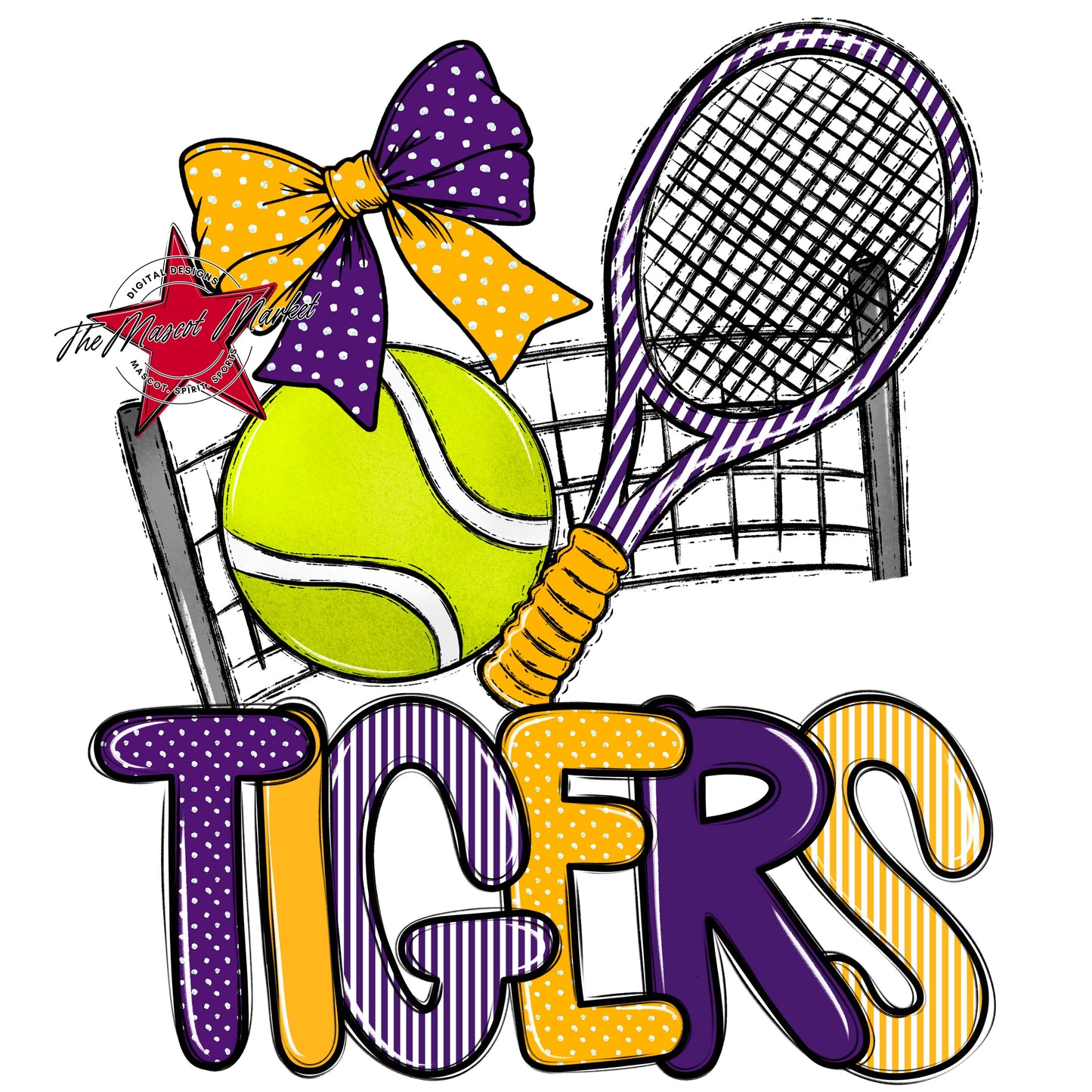 Tigers Tennis Spirit Design-Purple & Yellow