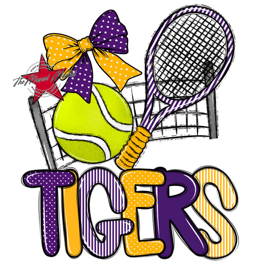 Tigers Tennis Spirit Design-Purple & Yellow