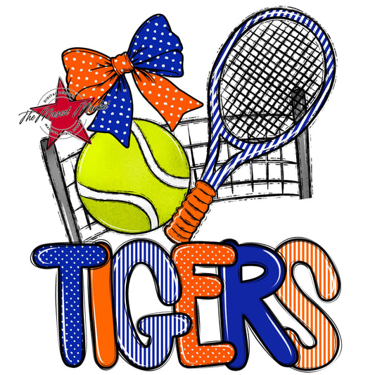 Tigers Tennis Spirit Design-Royal Blue & Orange