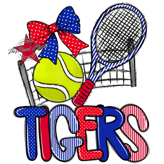 Tigers Tennis Spirit Design-Royal Blue & Red