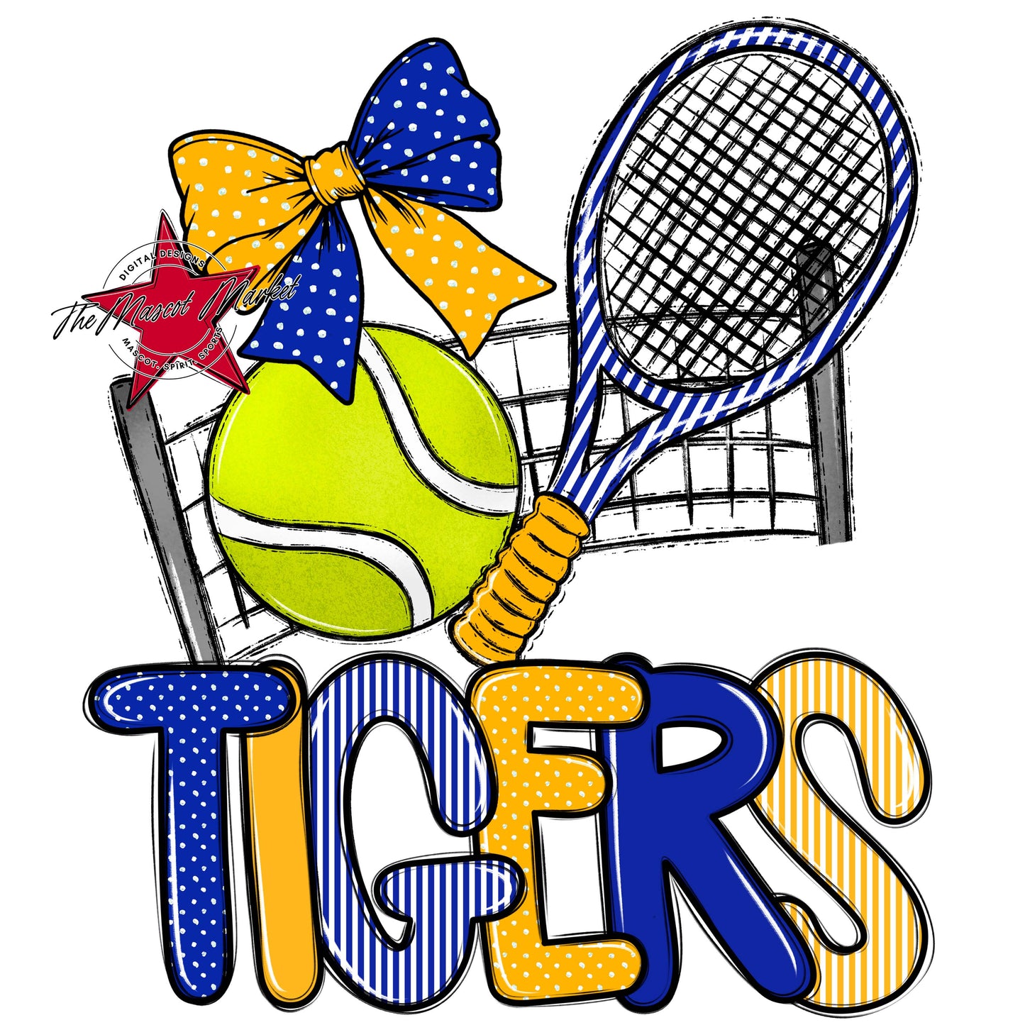 Tigers Tennis Spirit Design-Royal Blue & Yellow