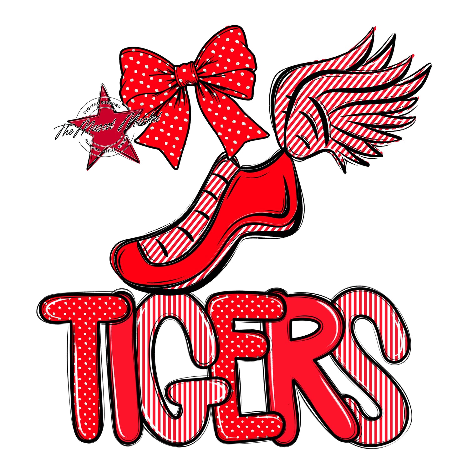 Tigers Track Spirit Design-Bright Red