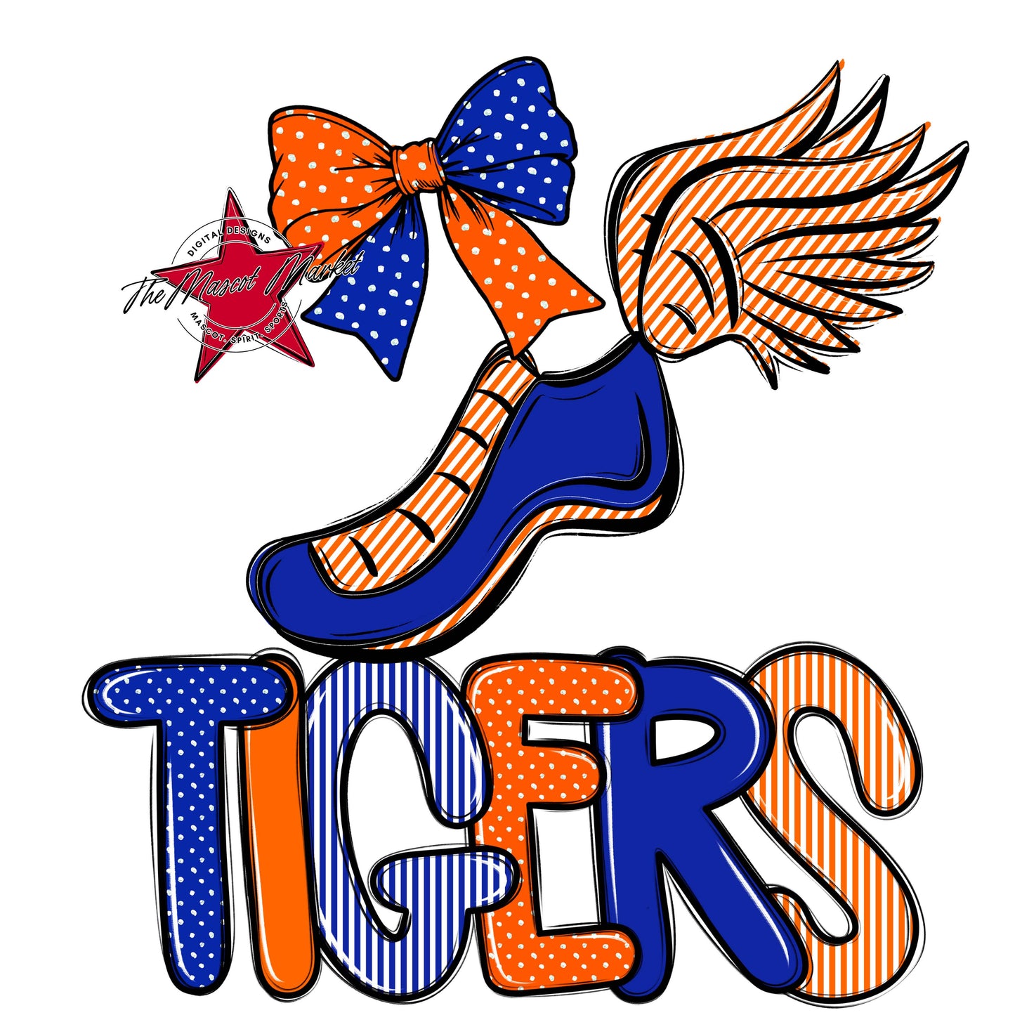 Tigers Track Spirit Design-Royal Blue & Orange