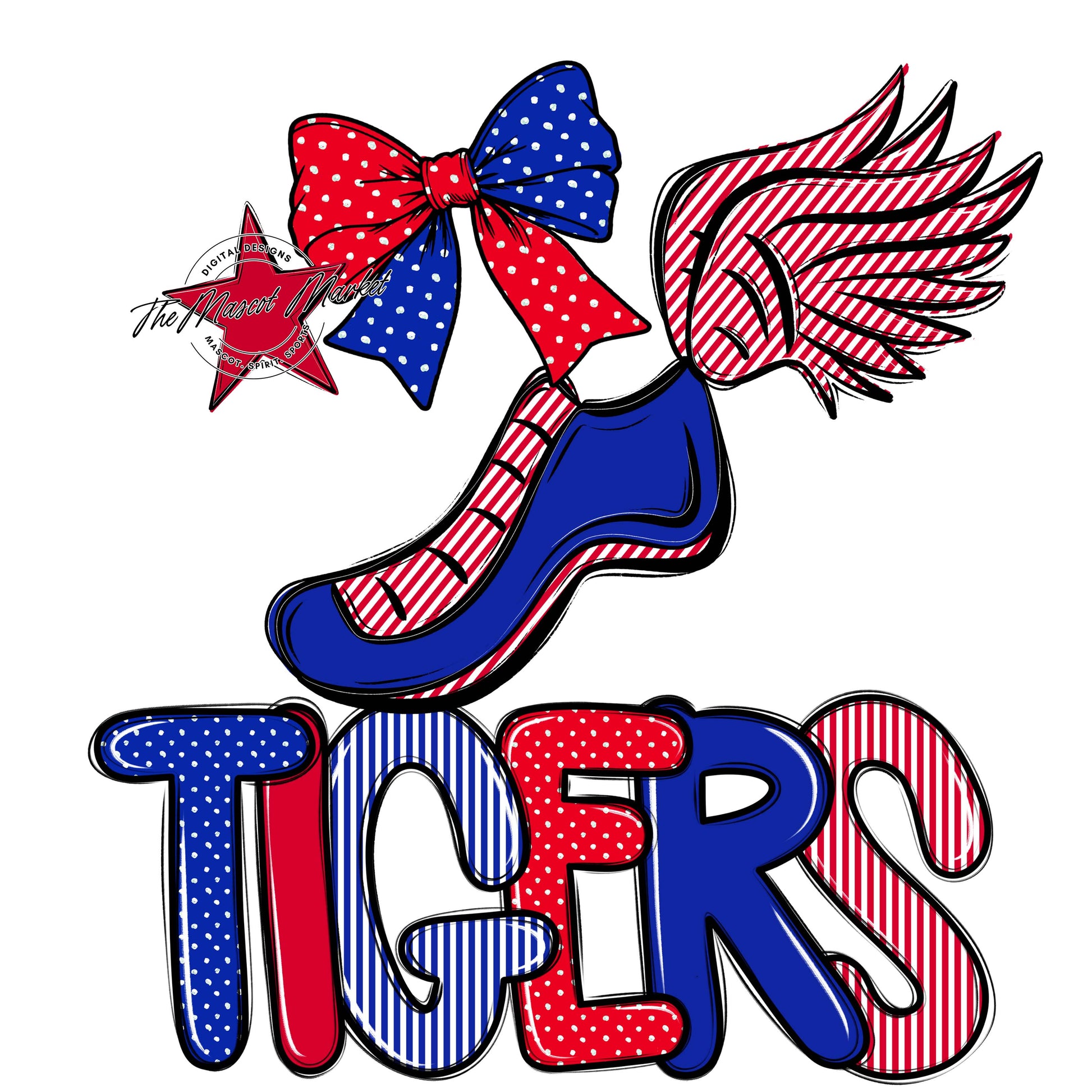 Tigers Track Spirit Design-Royal Blue & Red