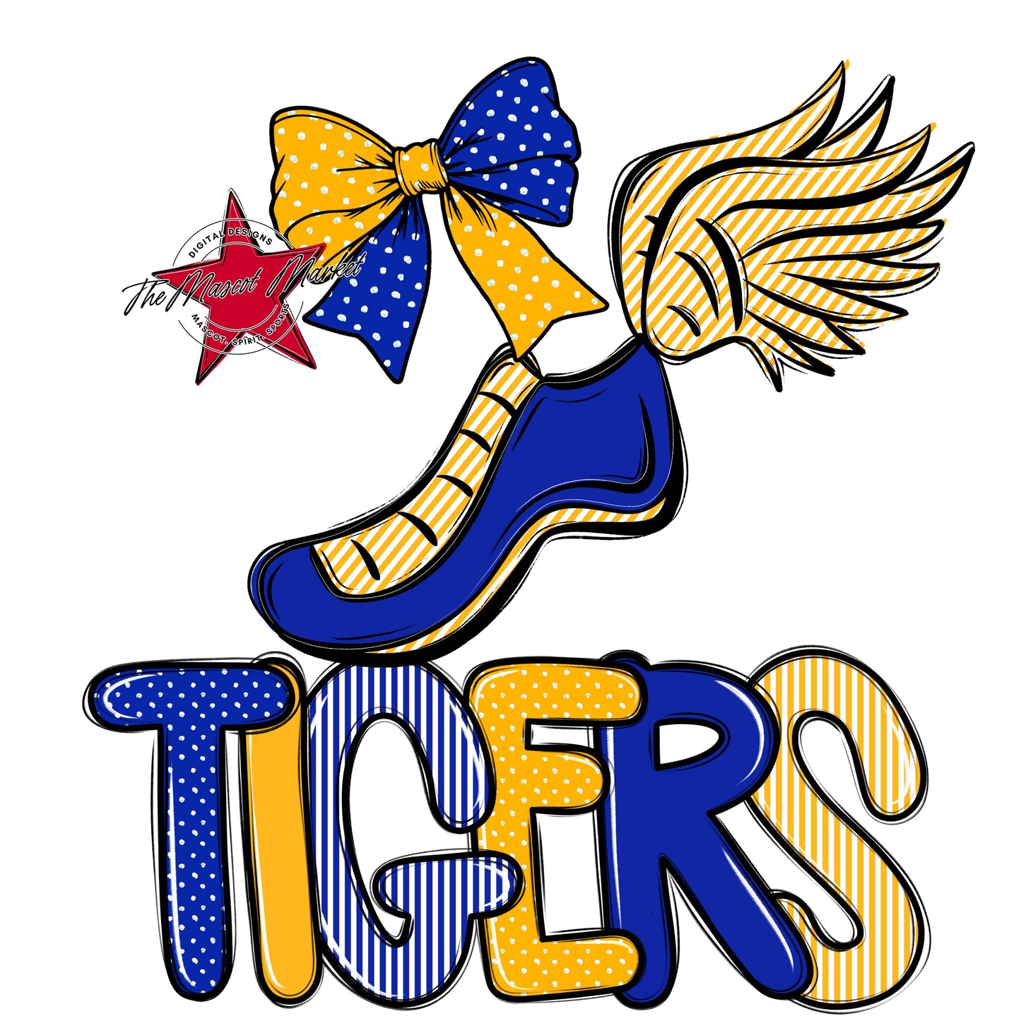 Tigers Track Spirit Design-Royal Blue & Yellow