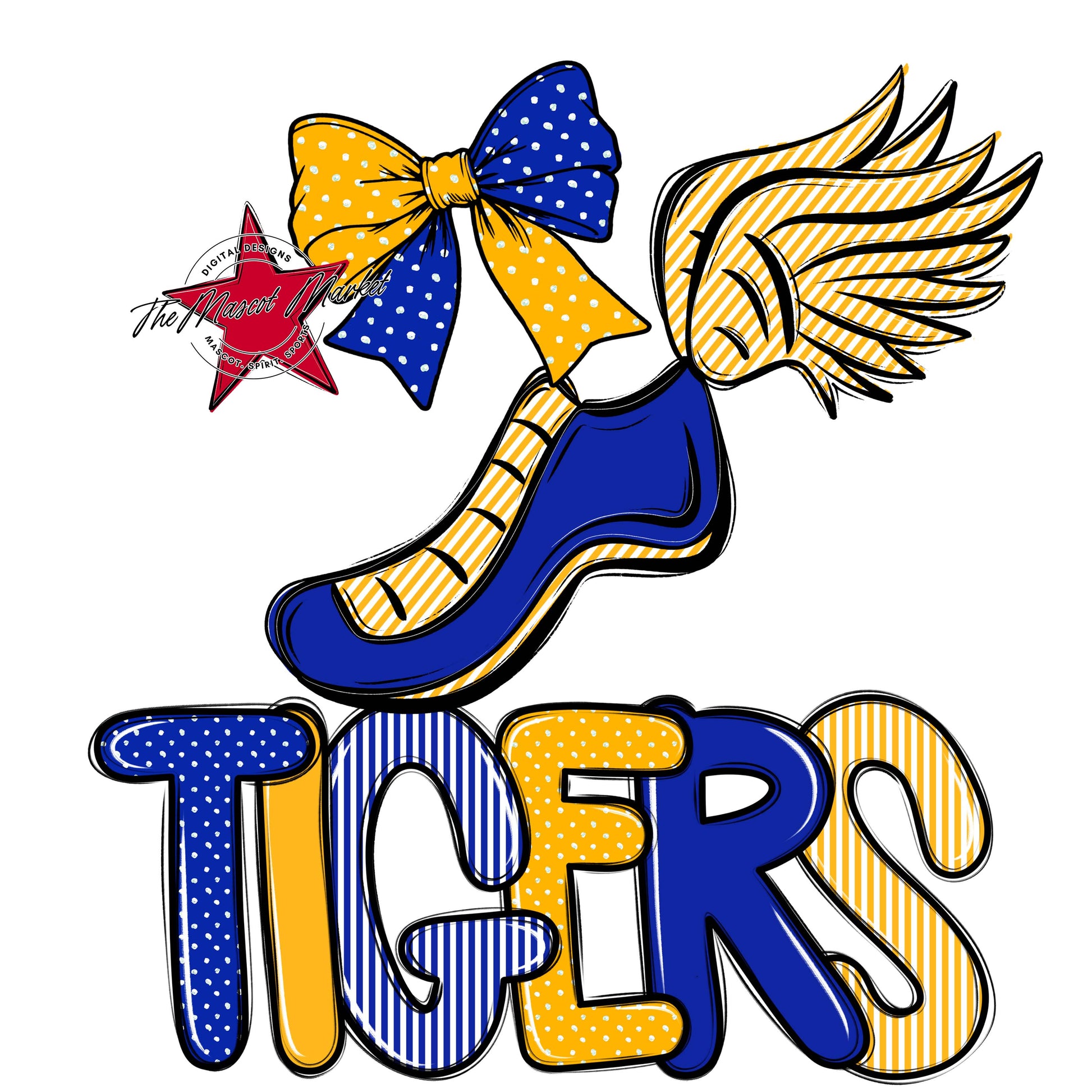 Tigers Track Spirit Design-Royal Blue & Yellow