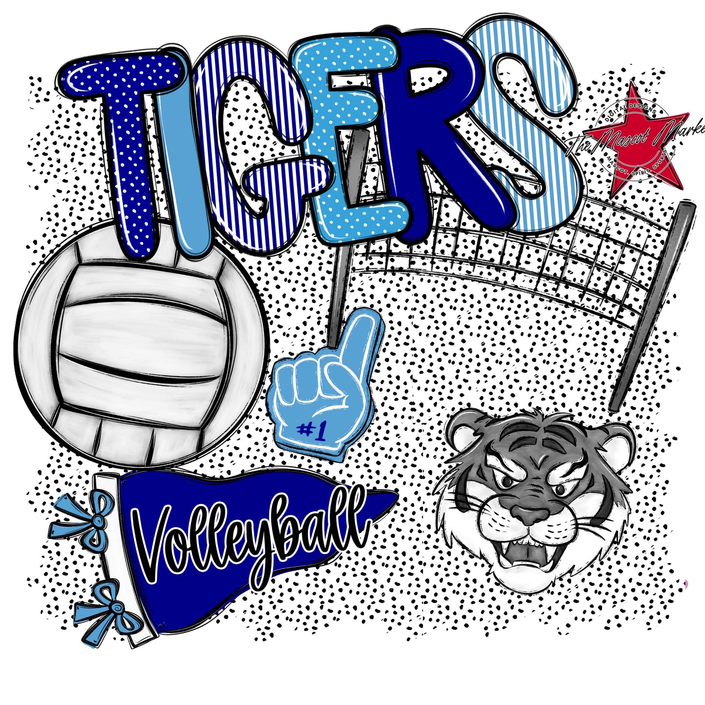 Tigers Volleyball Spirit-Blue & Carolina Blue