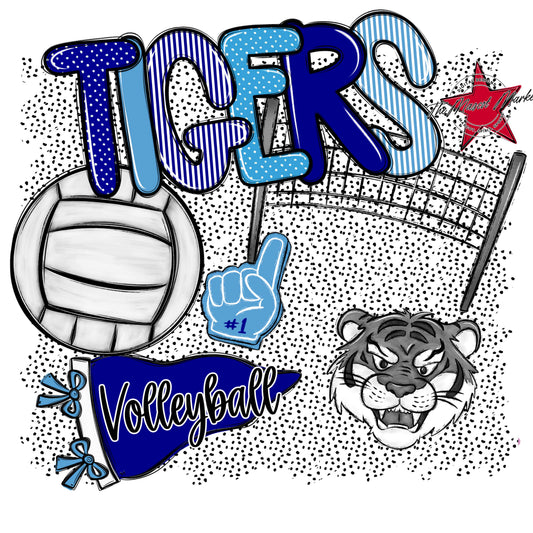 Tigers Volleyball Spirit-Blue & Carolina Blue