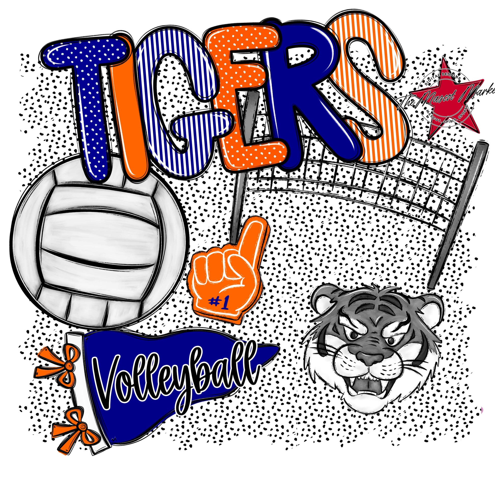 Tigers Volleyball Spirit-Blue & Orange