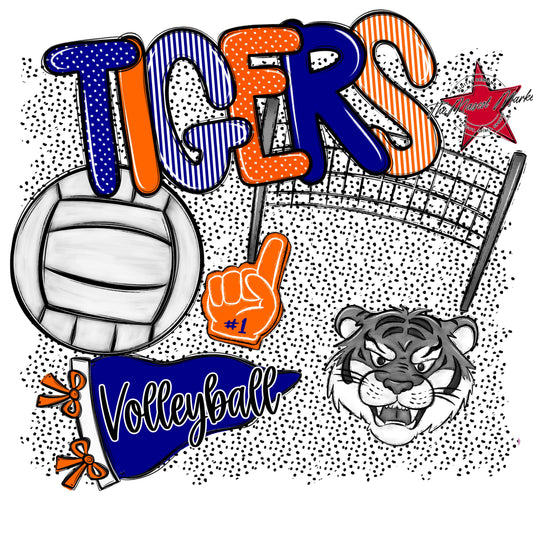 Tigers Volleyball Spirit-Blue & Orange