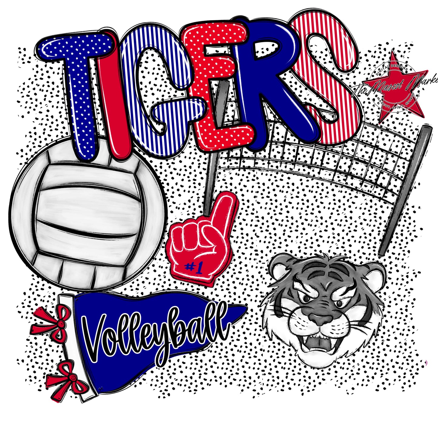 Tigers Volleyball Spirit-Blue & Red