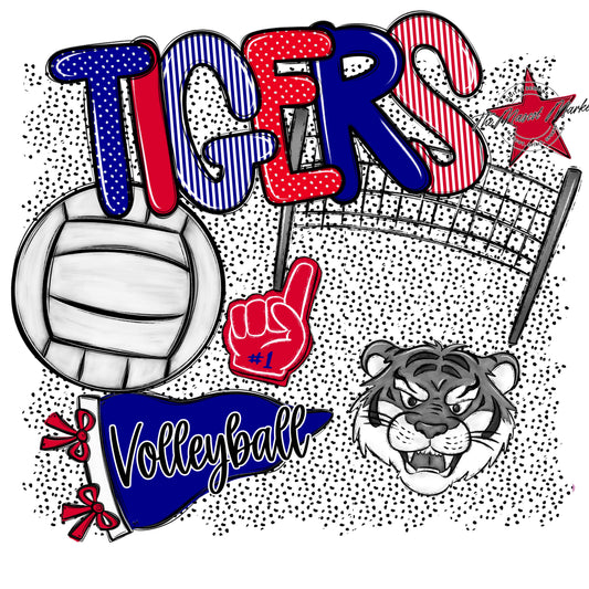 Tigers Volleyball Spirit-Blue & Red