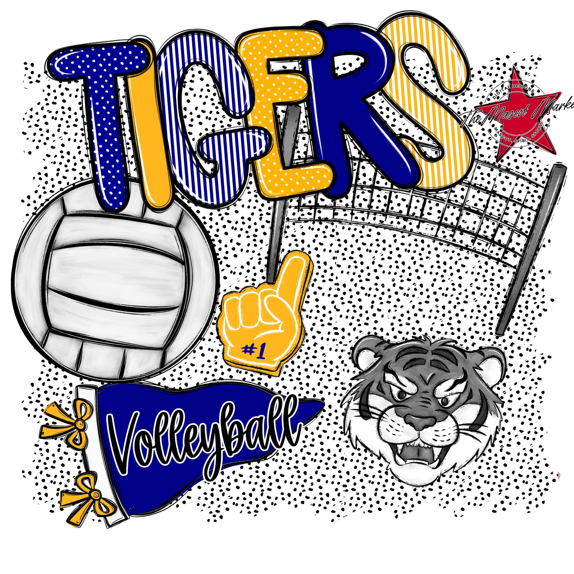 Tigers Volleyball Spirit-Blue & Yellow