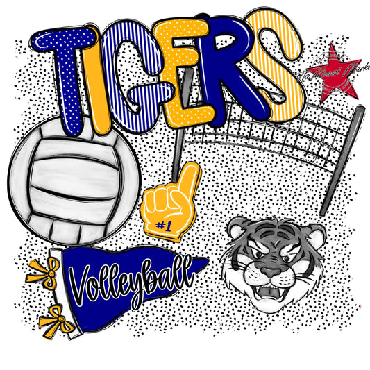 Tigers Volleyball Spirit-Blue & Yellow