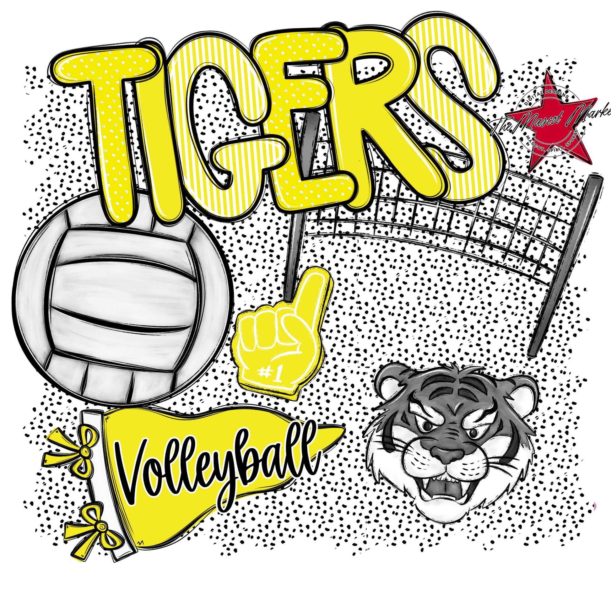 Tigers Volleyball Spirit-Bright Yellow