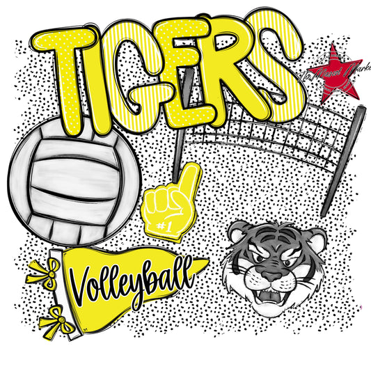 Tigers Volleyball Spirit-Bright Yellow