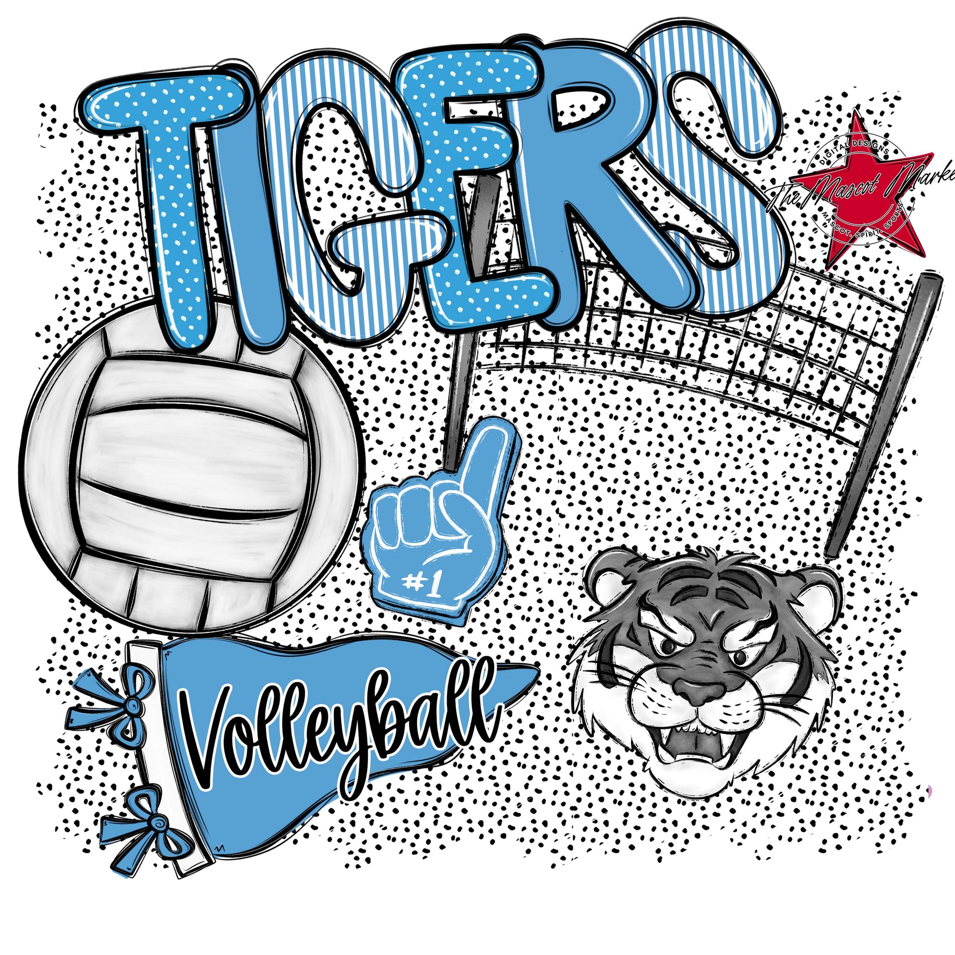 Tigers Volleyball Spirit-Carolina Blue