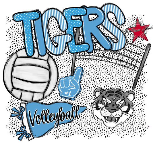 Tigers Volleyball Spirit-Carolina Blue