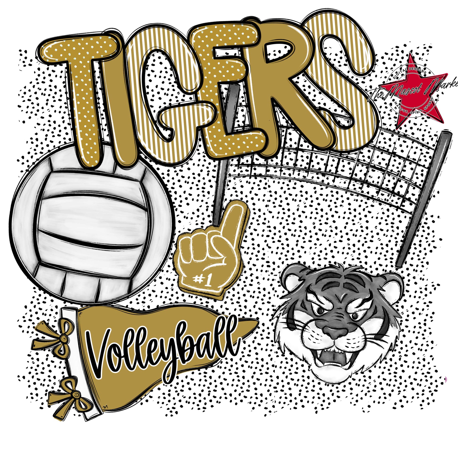 Tigers Volleyball Spirit-Gold