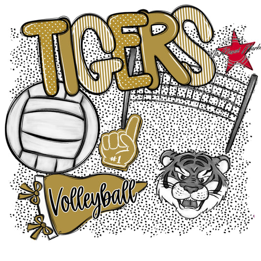 Tigers Volleyball Spirit-Gold