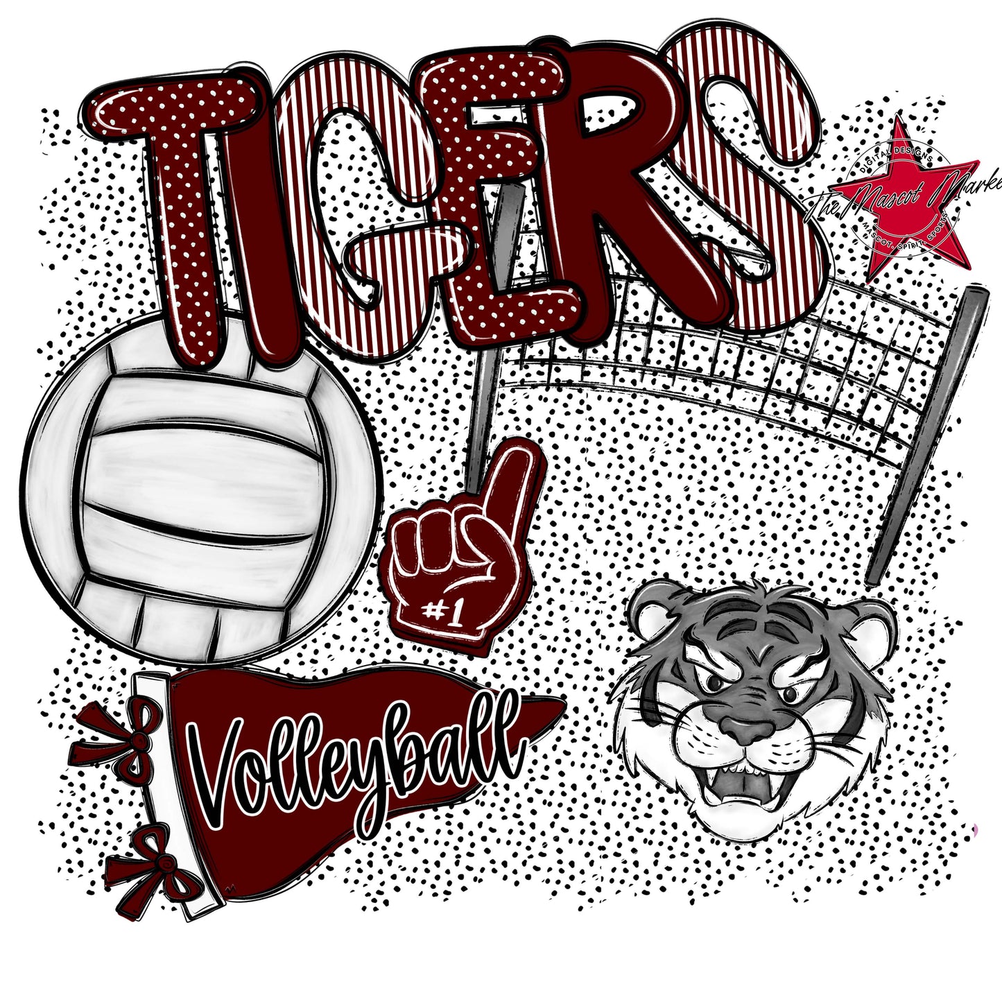 Tigers Volleyball Spirit-Maroon