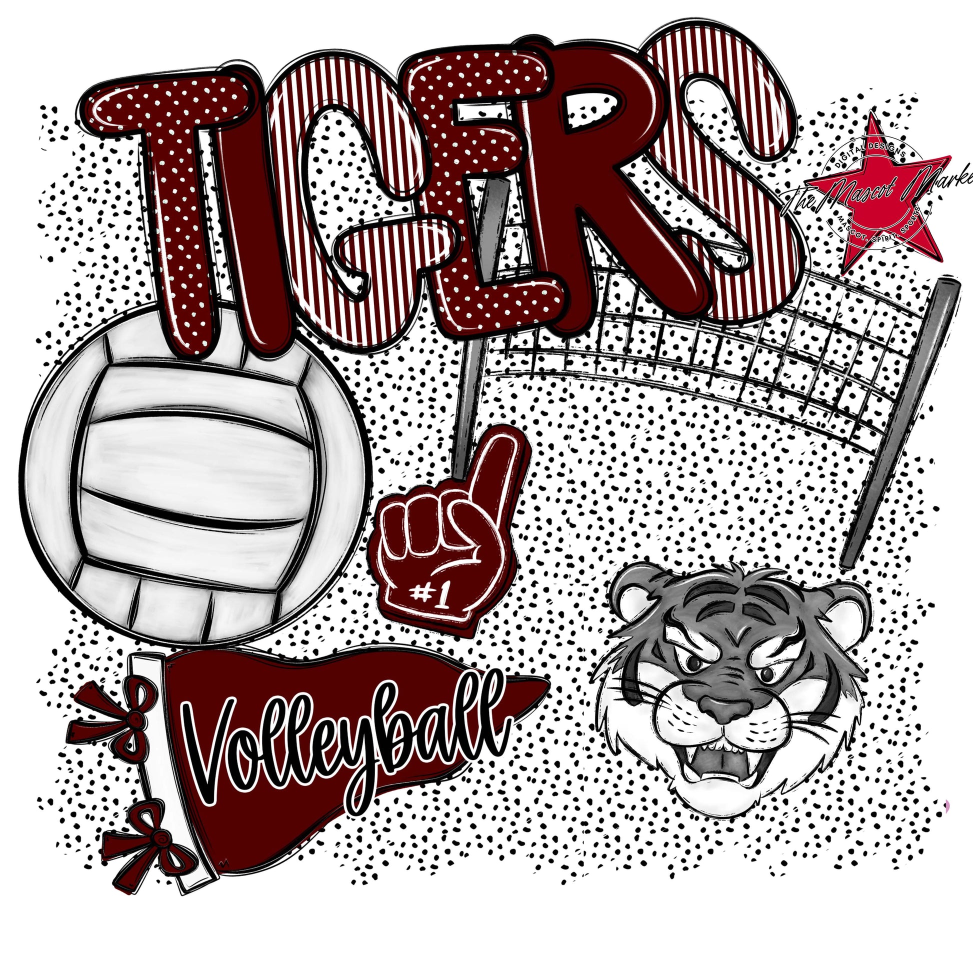 Tigers Volleyball Spirit-Maroon