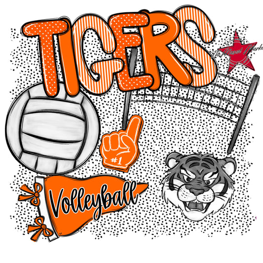 Tigers Volleyball Spirit-Orange