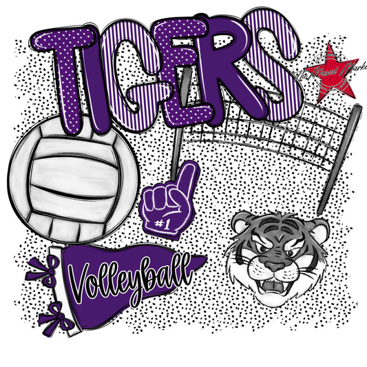 Tigers Volleyball Spirit-Purple