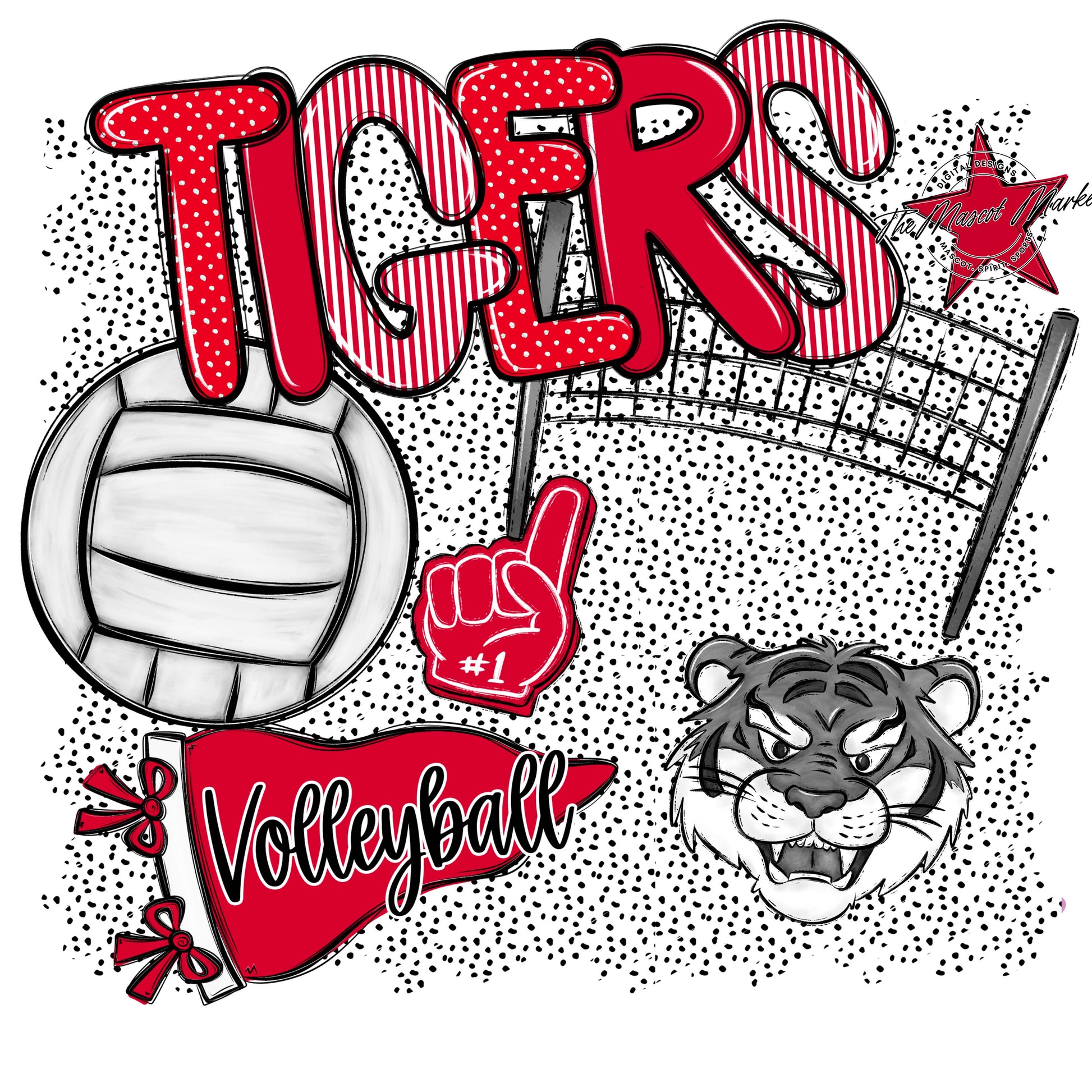 Tigers Volleyball Spirit-Red