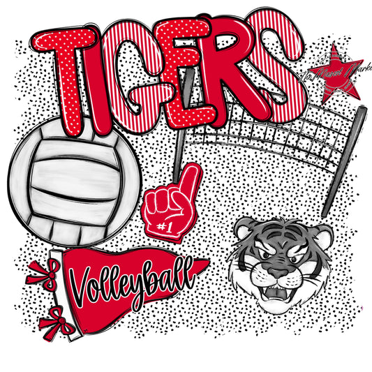 Tigers Volleyball Spirit-Red