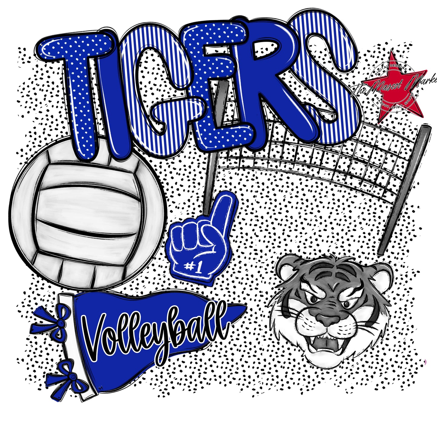 Tigers Volleyball Spirit-Royal Blue