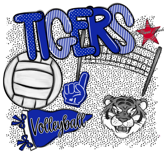 Tigers Volleyball Spirit-Royal Blue